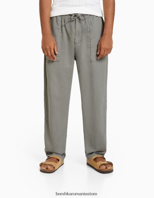 Bershka bărbați pantaloni rustici largi gri Z86D3211 îmbrăcăminte
