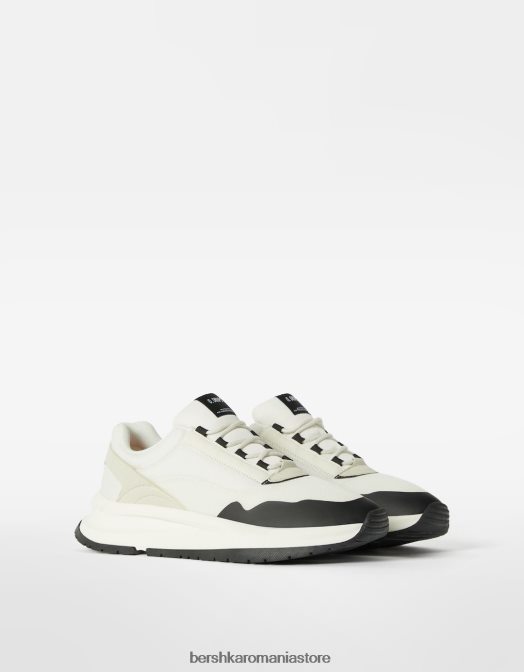 Bershka bărbați adidași combinați din material textil alb Z86D3514 încălţăminte