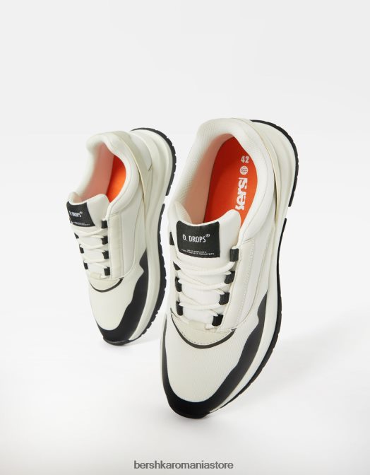 Bershka bărbați adidași combinați din material textil alb Z86D3514 încălţăminte