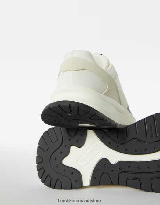 Bershka bărbați adidași combinați din material textil alb Z86D3514 încălţăminte