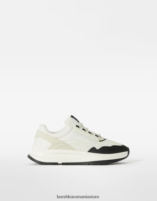 Bershka bărbați adidași combinați din material textil alb Z86D3514 încălţăminte