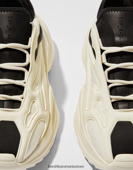 Bershka bărbați adidași cu piese tehnice alb Z86D3512 încălţăminte