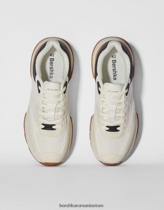 Bershka bărbați adidași din plasă contrastanți alb Z86D3531 încălţăminte