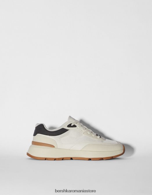 Bershka bărbați adidași din plasă contrastanți alb Z86D3531 încălţăminte