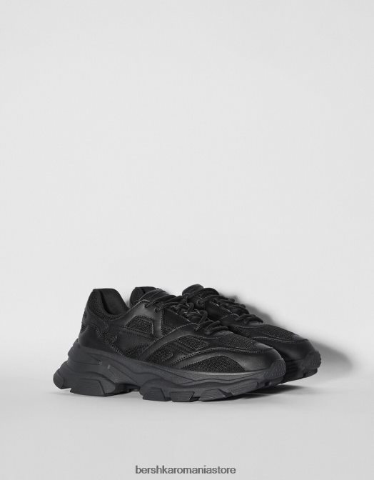 Bershka bărbați adidași din plasă contrastanți negru Z86D3510 încălţăminte