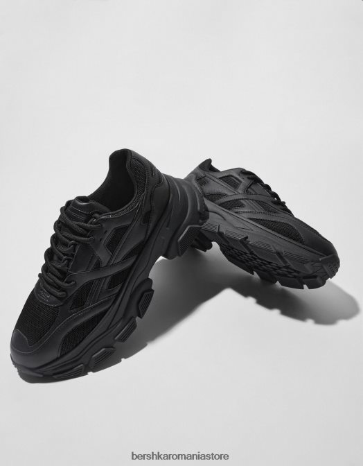Bershka bărbați adidași din plasă contrastanți negru Z86D3510 încălţăminte