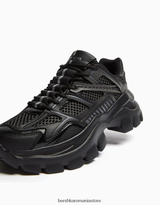 Bershka bărbați adidași din plasă contrastanți negru Z86D3528 încălţăminte