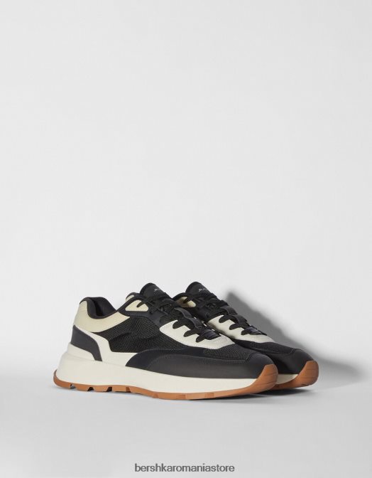 Bershka bărbați adidași din plasă contrastanți negru Z86D3530 încălţăminte