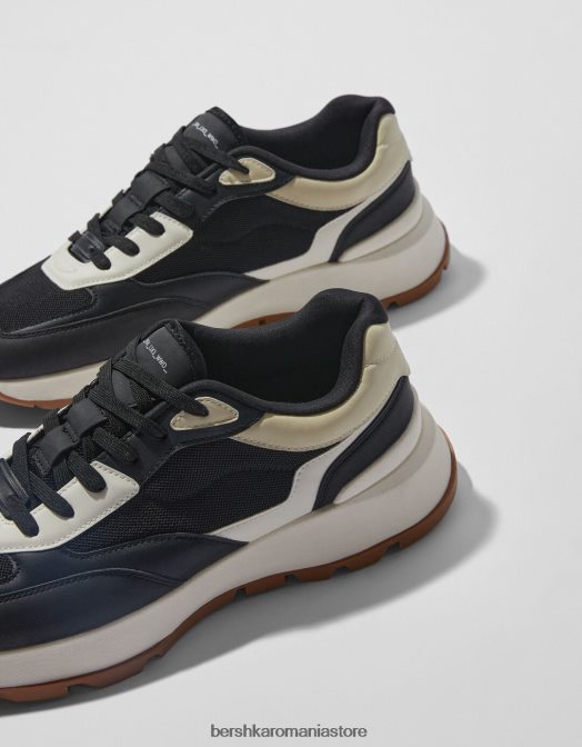 Bershka bărbați adidași din plasă contrastanți negru Z86D3530 încălţăminte