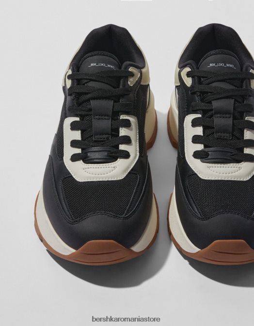 Bershka bărbați adidași din plasă contrastanți negru Z86D3530 încălţăminte
