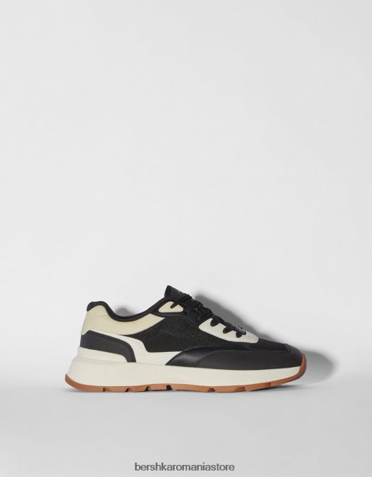 Bershka bărbați adidași din plasă contrastanți negru Z86D3530 încălţăminte