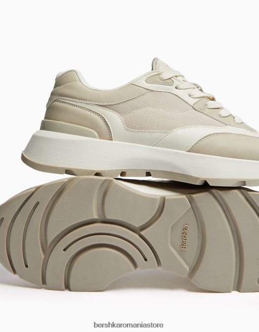 Bershka bărbați adidași din plasă contrastanți nisip Z86D3513 încălţăminte