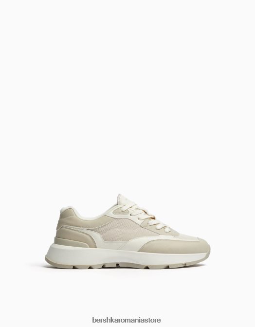 Bershka bărbați adidași din plasă contrastanți nisip Z86D3513 încălţăminte