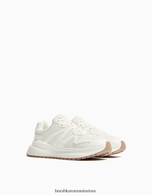 Bershka bărbați adidași din plasă cu talpă groasă alb Z86D3520 încălţăminte