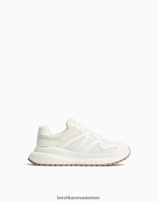 Bershka bărbați adidași din plasă cu talpă groasă alb Z86D3524 încălţăminte