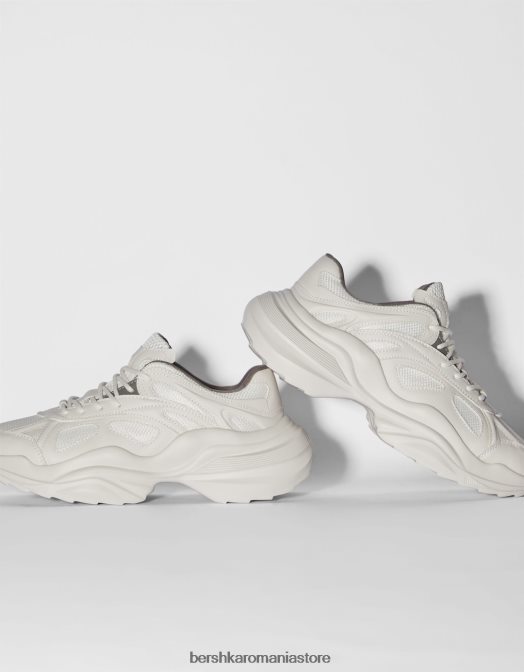 Bershka bărbați adidași groși din plasă contrastantă alb Z86D3511 încălţăminte