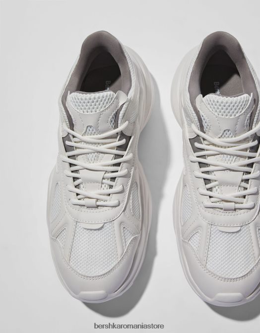 Bershka bărbați adidași groși din plasă contrastantă alb Z86D3511 încălţăminte