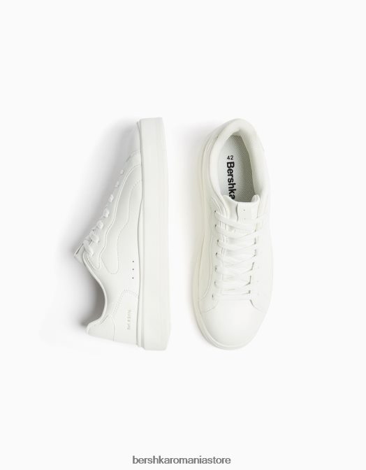 Bershka bărbați adidași monocromi alb Z86D3446 încălţăminte