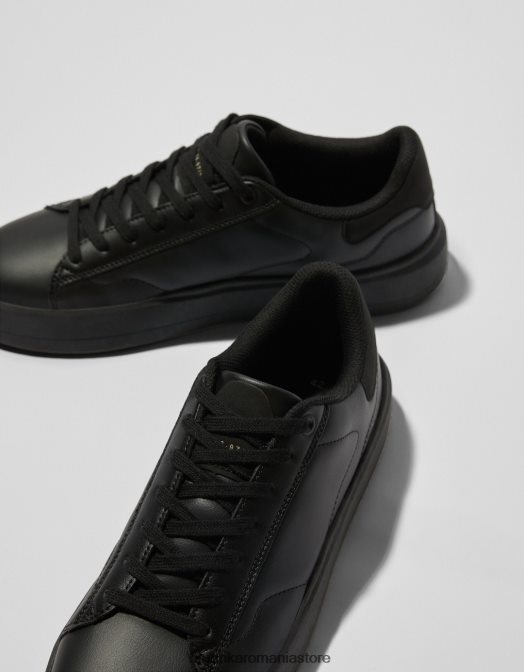 Bershka bărbați adidași monocromi negru Z86D3455 încălţăminte