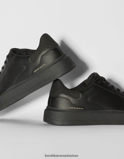 Bershka bărbați adidași monocromi negru Z86D3455 încălţăminte