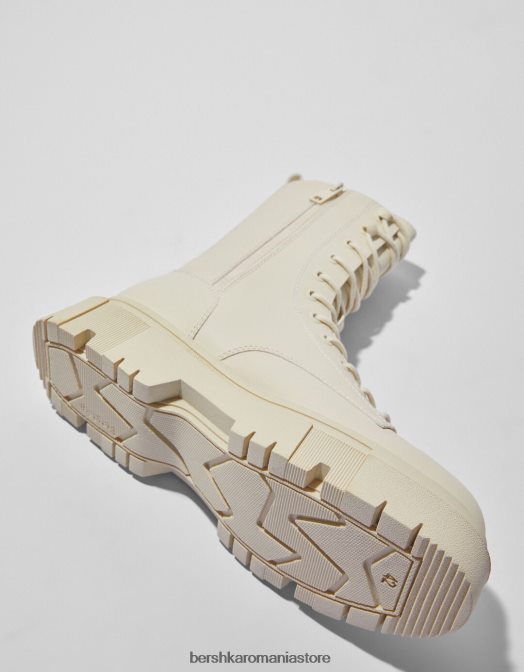 Bershka bărbați cizme cu șireturi cu talpă de cale ecru Z86D3463 încălţăminte