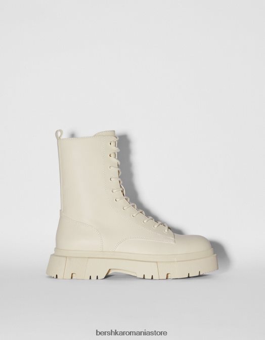 Bershka bărbați cizme cu șireturi cu talpă de cale ecru Z86D3463 încălţăminte