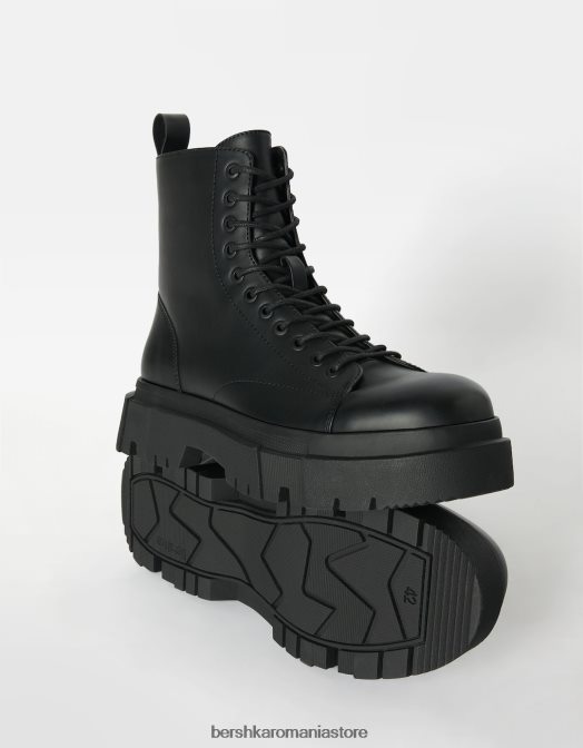 Bershka bărbați cizme cu șireturi cu talpă de cale negru Z86D3447 încălţăminte