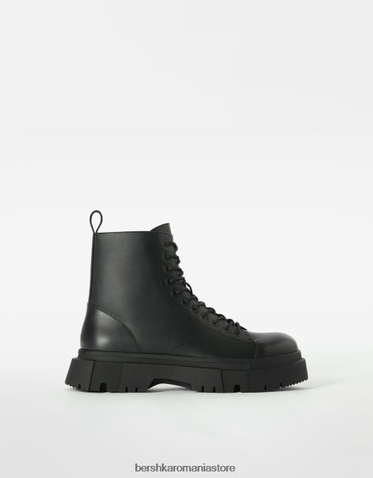 Bershka bărbați cizme cu șireturi cu talpă de cale negru Z86D3447 încălţăminte