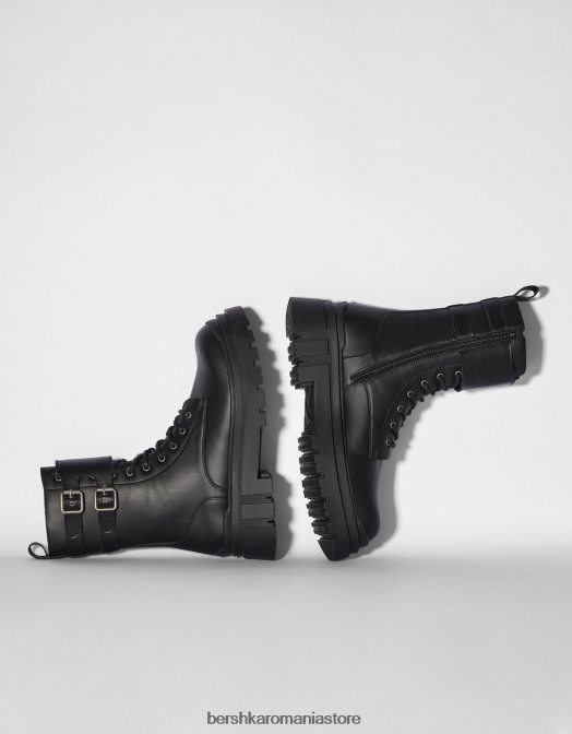 Bershka bărbați cizme cu siret cu catarame negru Z86D3462 încălţăminte