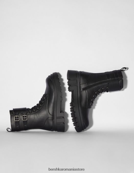 Bershka bărbați cizme cu siret cu catarame negru Z86D3574 încălţăminte