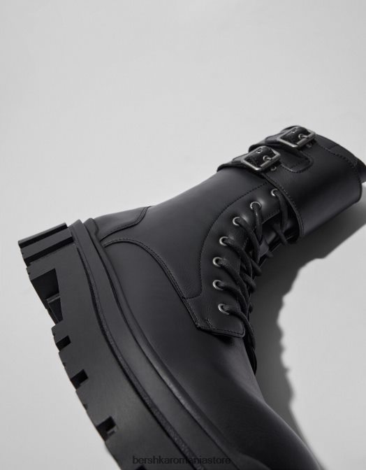 Bershka bărbați cizme cu siret cu catarame negru Z86D3574 încălţăminte