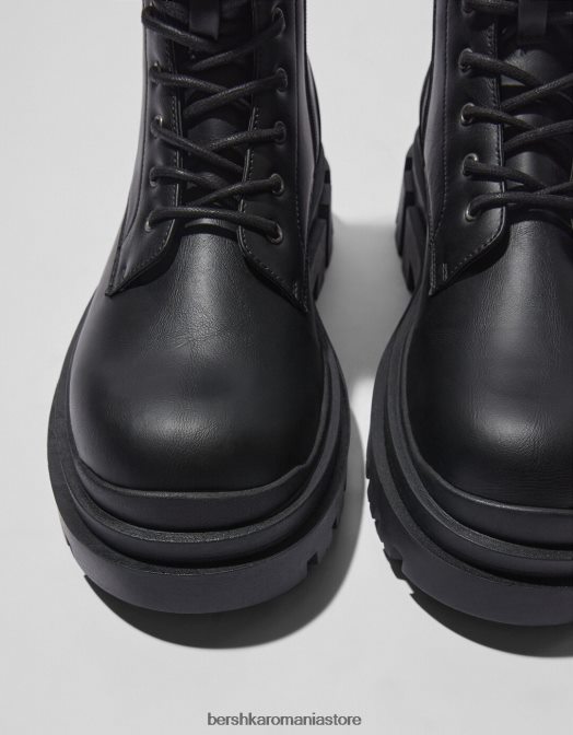 Bershka bărbați cizme cu siret cu catarame negru Z86D3574 încălţăminte