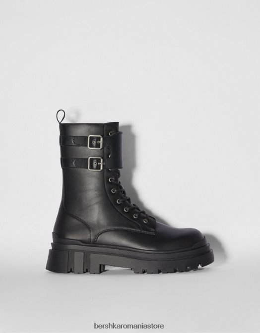 Bershka bărbați cizme cu siret cu catarame negru Z86D3574 încălţăminte
