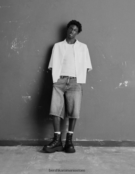 Bershka bărbați cizme groase cu catarame negru Z86D3576 încălţăminte