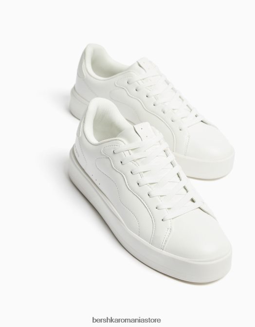 Bershka bărbați adidași monocromi alb Z86D3497 încălţăminte