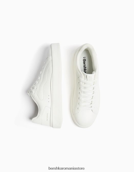 Bershka bărbați adidași monocromi alb Z86D3497 încălţăminte