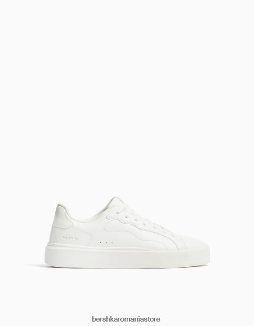 Bershka bărbați adidași monocromi alb Z86D3497 încălţăminte