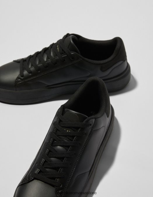 Bershka bărbați adidași monocromi negru Z86D3501 încălţăminte