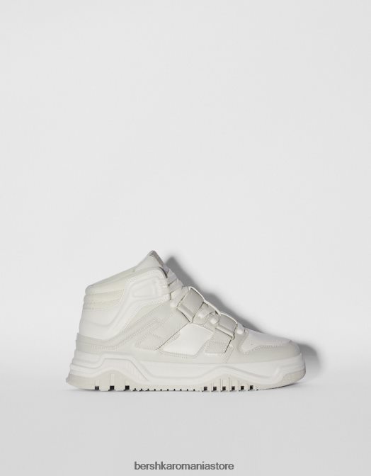Bershka bărbați adidași înalți cu bretele detașabile alb Z86D3488 încălţăminte