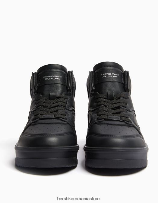Bershka bărbați adidași înalți cu mai multe straturi negru Z86D3491 încălţăminte