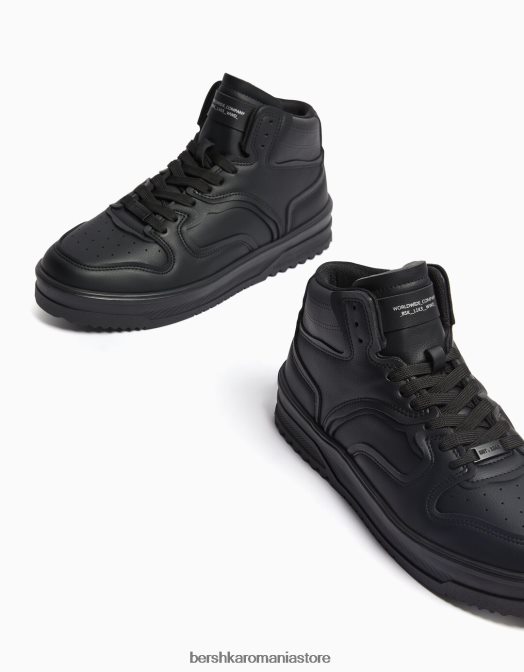 Bershka bărbați adidași înalți cu mai multe straturi negru Z86D3491 încălţăminte