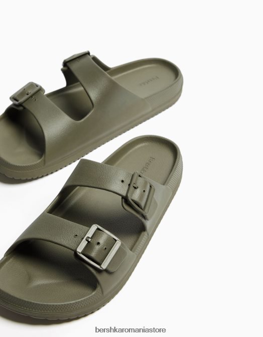 Bershka bărbați sandale cauciucate cu catarame kaki Z86D3559 încălţăminte