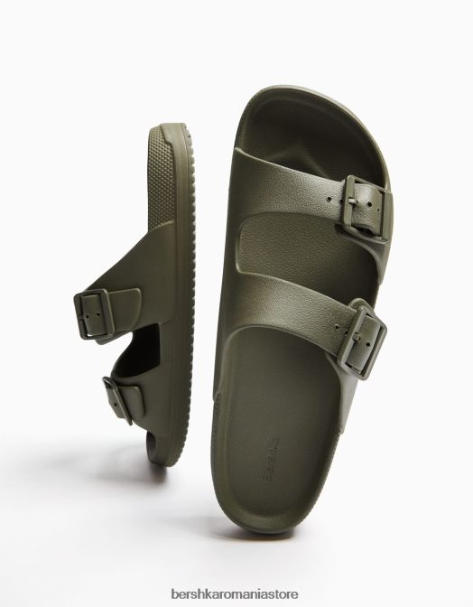 Bershka bărbați sandale cauciucate cu catarame kaki Z86D3559 încălţăminte