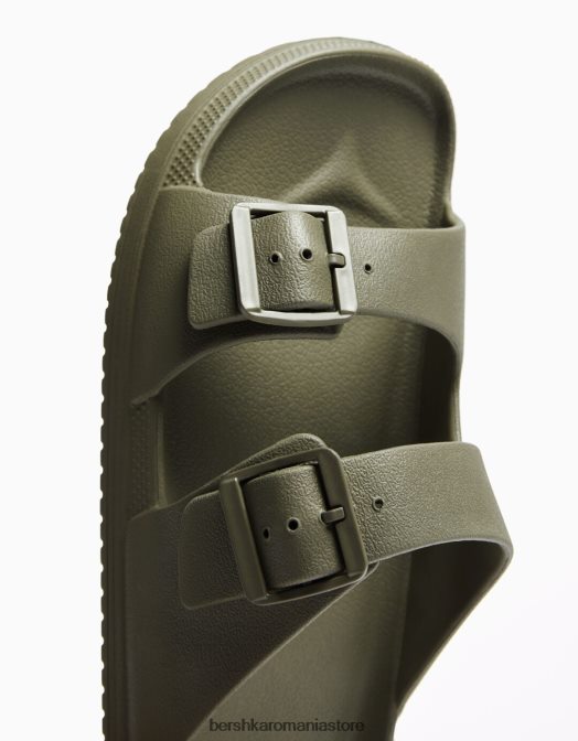 Bershka bărbați sandale cauciucate cu catarame kaki Z86D3561 încălţăminte