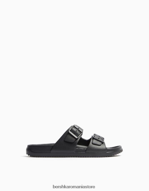 Bershka bărbați sandale cauciucate cu catarame negru Z86D3036 încălţăminte