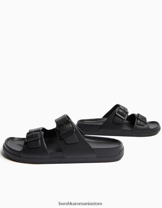 Bershka bărbați sandale cauciucate cu catarame negru Z86D3560 încălţăminte