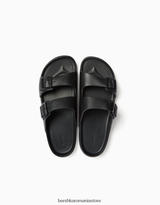 Bershka bărbați sandale cauciucate cu catarame negru Z86D3560 încălţăminte