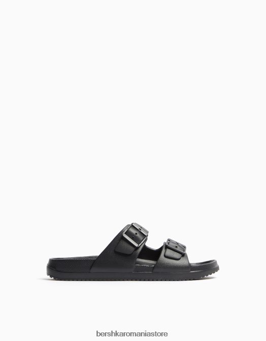 Bershka bărbați sandale cauciucate cu catarame negru Z86D3560 încălţăminte
