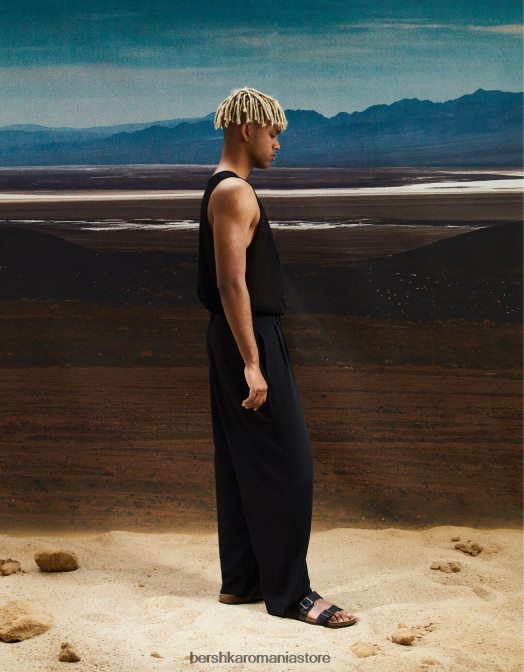 Bershka bărbați sandale din piele cu catarame negru Z86D3538 încălţăminte