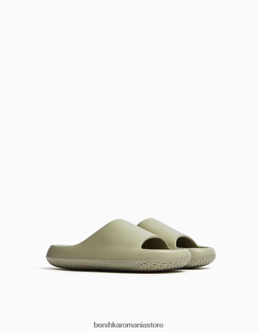 Bershka bărbați sandale plate texturate verde Z86D3565 încălţăminte